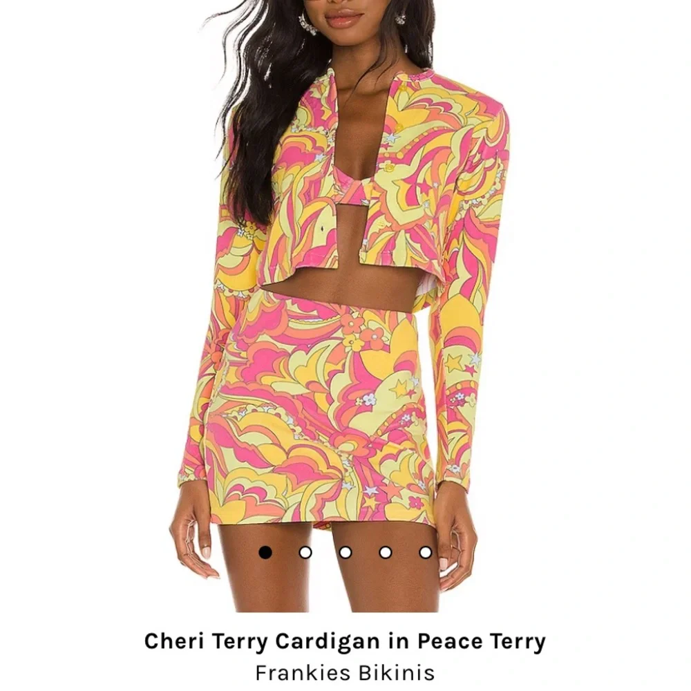 FRANKIES BIKINIS Neon Cheri Terry Cardigan size small